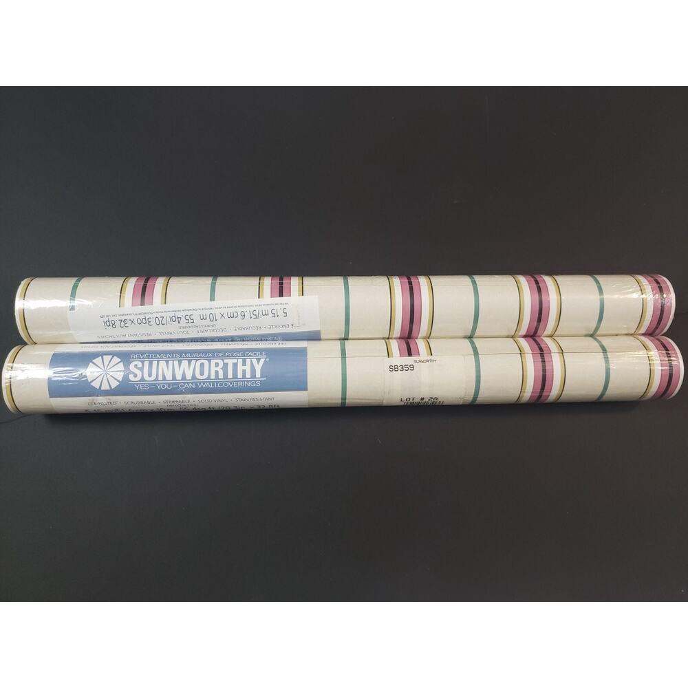 (JL) Sunworthy Double Roll Vinyl Wallcovering Wallpaper SB359 Lot# 2A Lot of 2